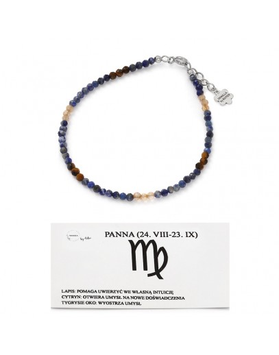 Bransoletka Zodiakalna – Panna | Lapis Lazuli, Cytryn i Tygrysie Oko