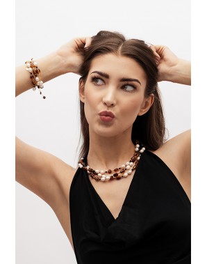 Naszyjnik Perła Bursztyn 925