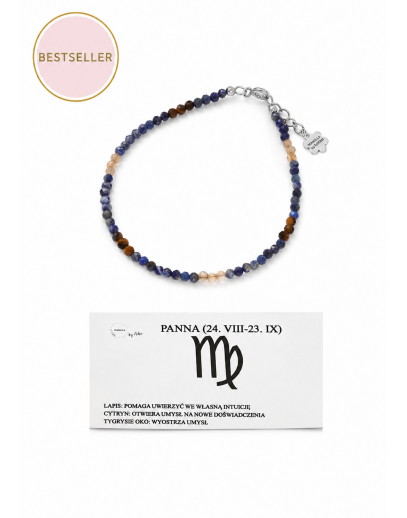 Bransoletka Zodiakalna – Panna | Lapis Lazuli, Cytryn i Tygrysie Oko
